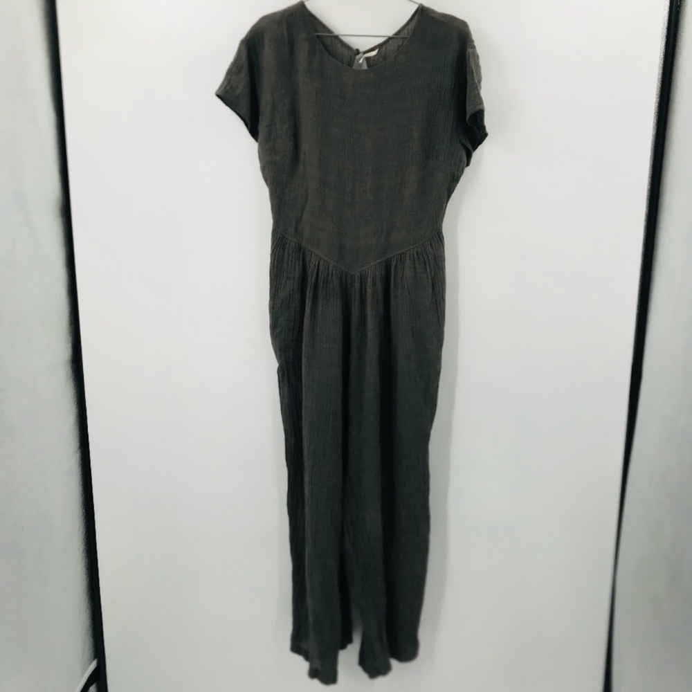 Free People Open Back Straight Leg Jumpsuit Gray Size Medium